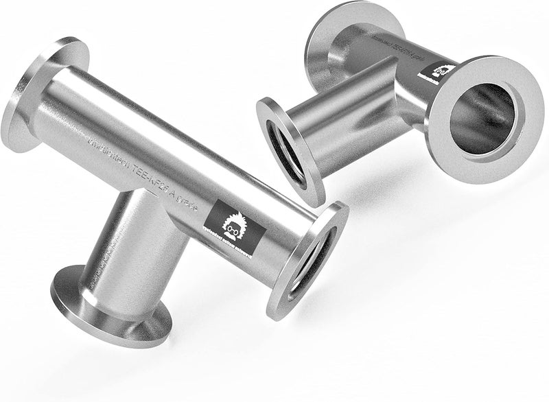 BROWNIAN MOTION TECHNOLOGY bmotiontech superior Grade NW25 KF25 Tee 3-Ways Vacuum Adapter, All Ends with KF-25 Flange, Made of Stainless Steel 304, Finely Polished (2Pcs - KF25 equal TEE) - Image 1